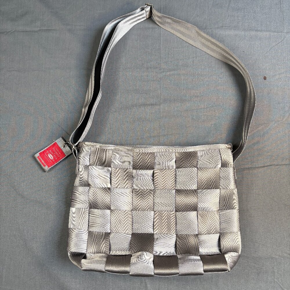 Share Harveys Seatbelt Messenger Bag. Large size. Gray in color.